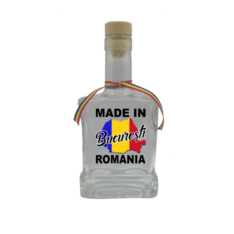 Made in bucuresti romania, sticla cu mesaj plata, 250 ml, model divgs179 06 06
